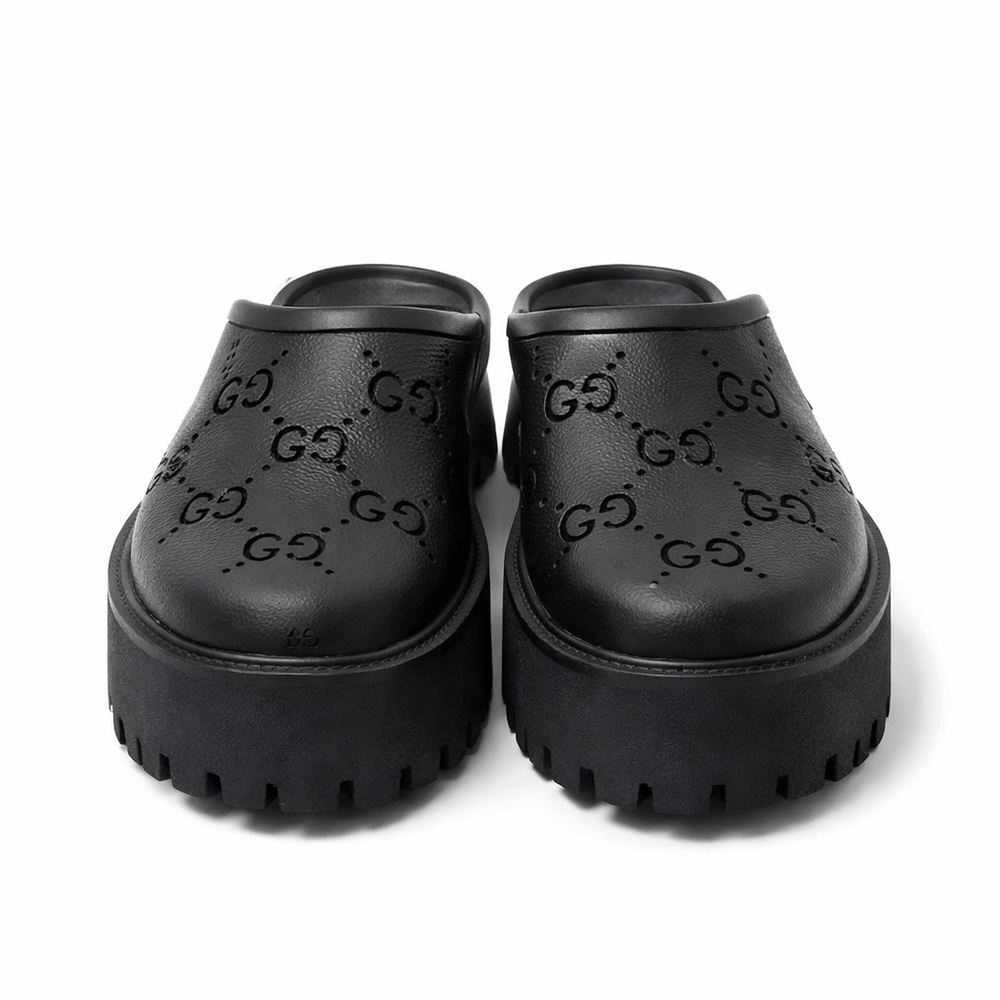 Gucci Black Embossed Slip-On Shoes